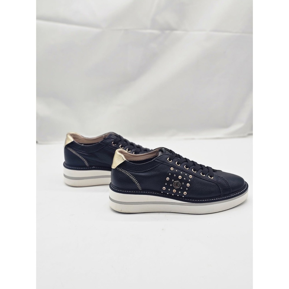 Lumberjack Sneaker Women 38 Black  Studded Leather Platform Low Top